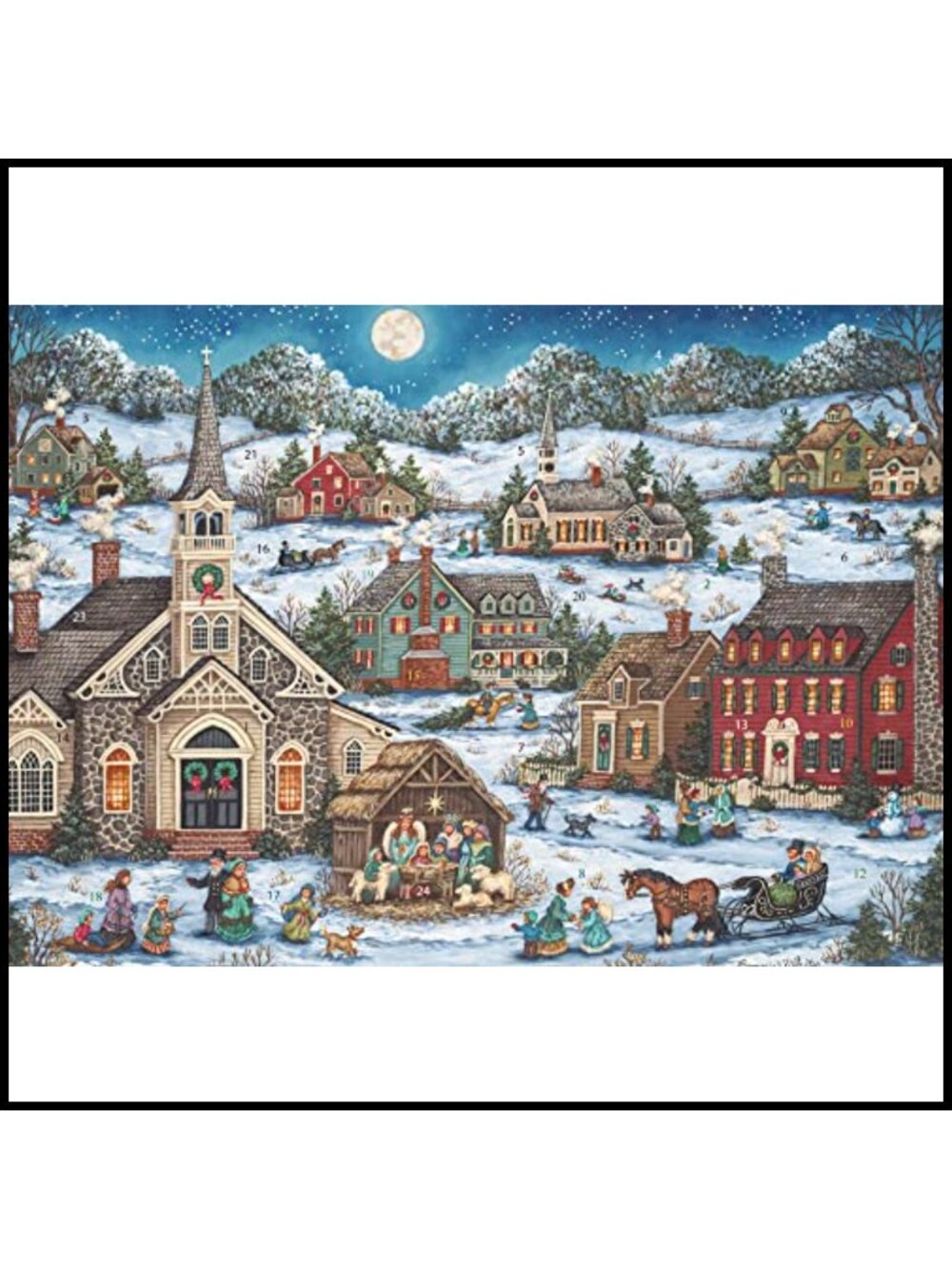 Christmas Advent Calendar Nativity Story Countdown Glitter Paperboard